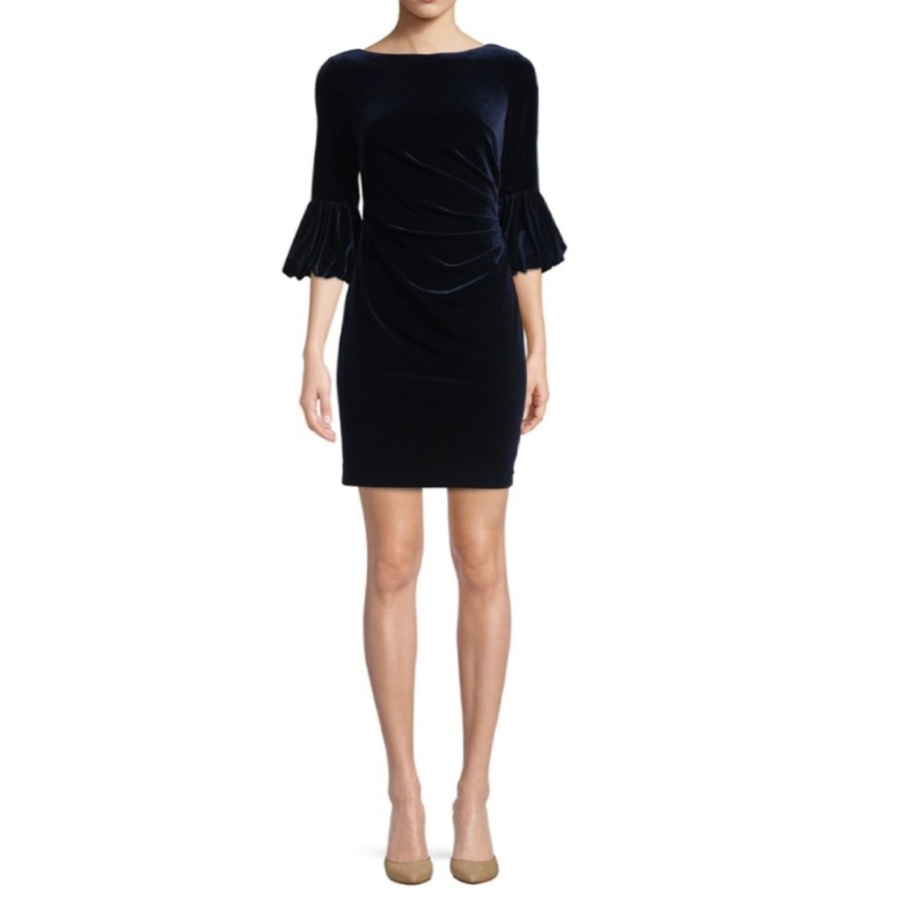 🔥Eliza J Bell Sleeve Velvet Sheath Dress